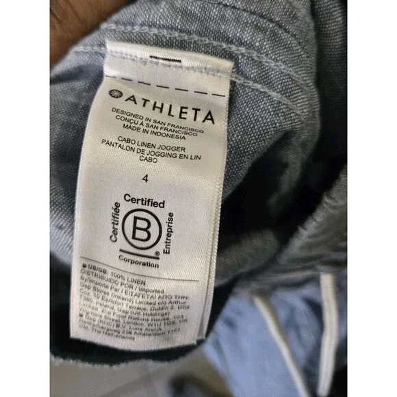 Athleta Women's Cabo Chambray Linen Jogger Pant Size 4 Blue - Picture 10 of 11